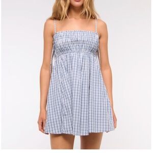Smocked Babydoll Tie Mini Dress